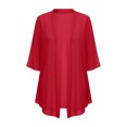 thumbnail image 5 of Fabrcox Shrugs for Women Chiffon Open Front Long Cardigans for Women Trendy Short Sleeve Comfy Casual Sun Protection Lightweight Sheer Shawls for Women Red XL, 5 of 7