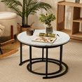 thumbnail image 4 of Nesting Coffee Table Set of 2, Small Modern Light Wood Metal Frame Round Center Table Set, Side End Table for Living Room,Bedroom,Small Spaces Black, 4 of 5