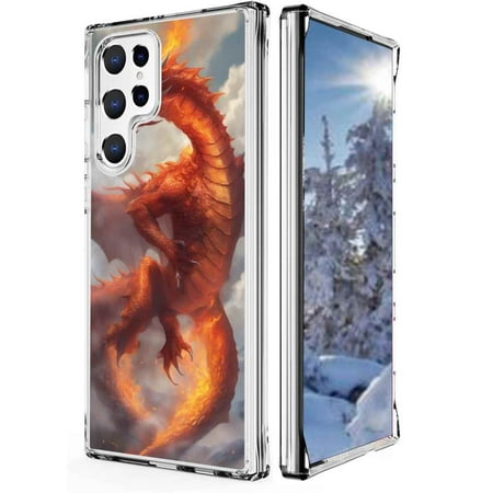 Fiery-dragon-breaths-4 Phone Case, Designed for Samsung Galaxy S22 Ultra Case Soft TPU for girls boys gift,Shockproof Phone Cover