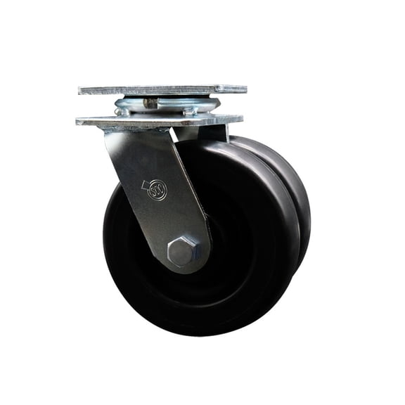 6 Inch Dual Polyolefin Wheels Swivel Caster with Ball Bearing Service Caster