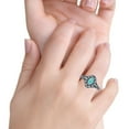 thumbnail image 5 of Art Deco Marquise Accent Ring Black Tone Paraiba Tourmaline CZ 925 Sterling Silver Size 5, 5 of 6
