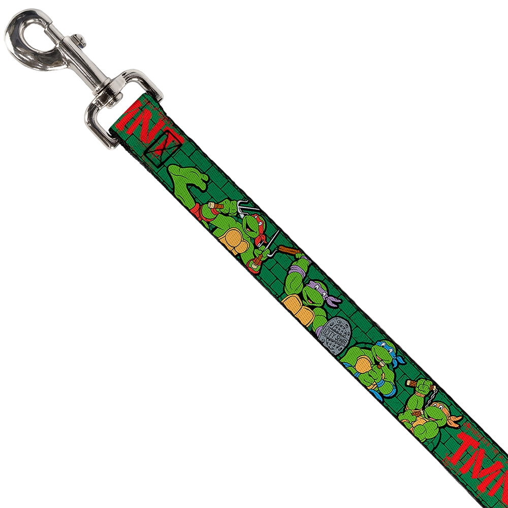 Nickelodeon Pet Leash, Dog Leash, Ninja Turtles Group Pose TMNT Green Brick Wall, 4 Feet Long 1.0 Inch Wide