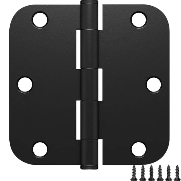 Door Hinges for 3.5 Inch Interior Matte Black Hinges for Rounded 5/8 Radius Bedroom Office Hallway Indoor/Interal Door Hardware Black Door Hinges 18