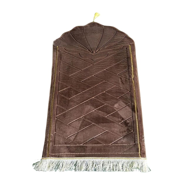 GUOOL Portable Prayer Rug Blanket 65Cmx110cm Foldable Prayer Mat for Wedding Hajj Home Light Coffee