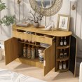 thumbnail image 2 of 55" Modern striped Sideboard Buffet Cabinet with Storage, Curved Storage Cabinet with 3 Doors & 2 Drawers, Modern Accent Coffee Bar Cabinet Console Table for Kitchen, Entryway, Natural, 2 of 9