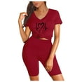 thumbnail image 4 of MKLEKYY Jeans pour Femmes Ensemble Deux Pièces pour Femmes Manches Courtes Col en V Shorts Pantalon Homme, 4 of 5
