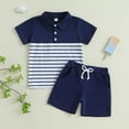 thumbnail image 4 of Toddler Boy Clothes Baby Summer Button Short Sleeved Beach 0 6 12 18 24 Months 2T 3T T-Shirt + Shorts Set Two Pieces, 4 of 9