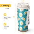 thumbnail image 4 of 18oz Travel Coffee Mug, 316 Stainless Steel Vacuum Insulated Tumbler with 2-in-1 Straw Lid & Strap, Daisy Floral Print, 4 of 6