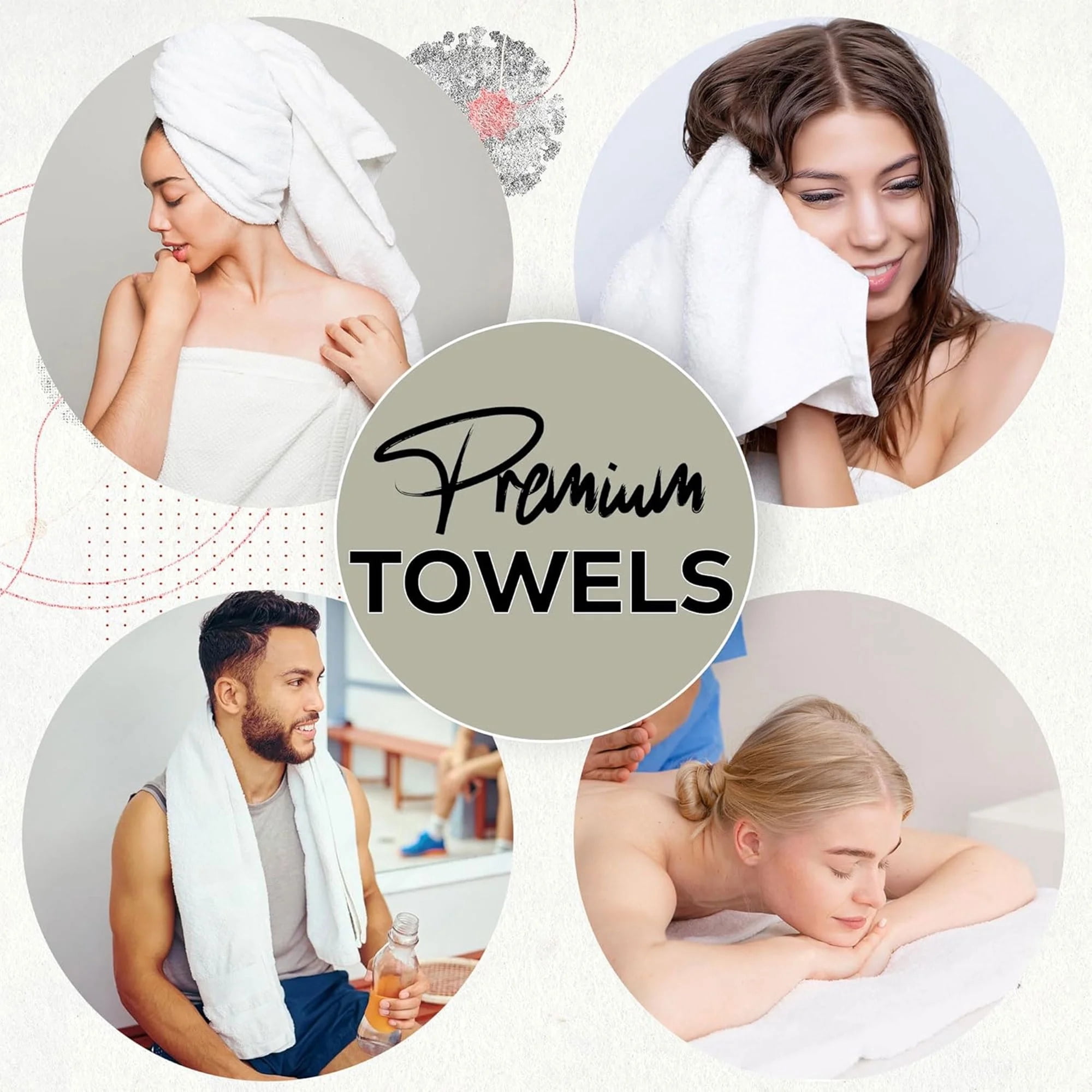 Textile Topia Premium Collection Bath Towel 24x50 – White Large Bath Towels for Spa, Salon, Gym, Hotel & Resort – 86% Cotton 14% Polyester – Super Soft, Thick & Highly Absorbent