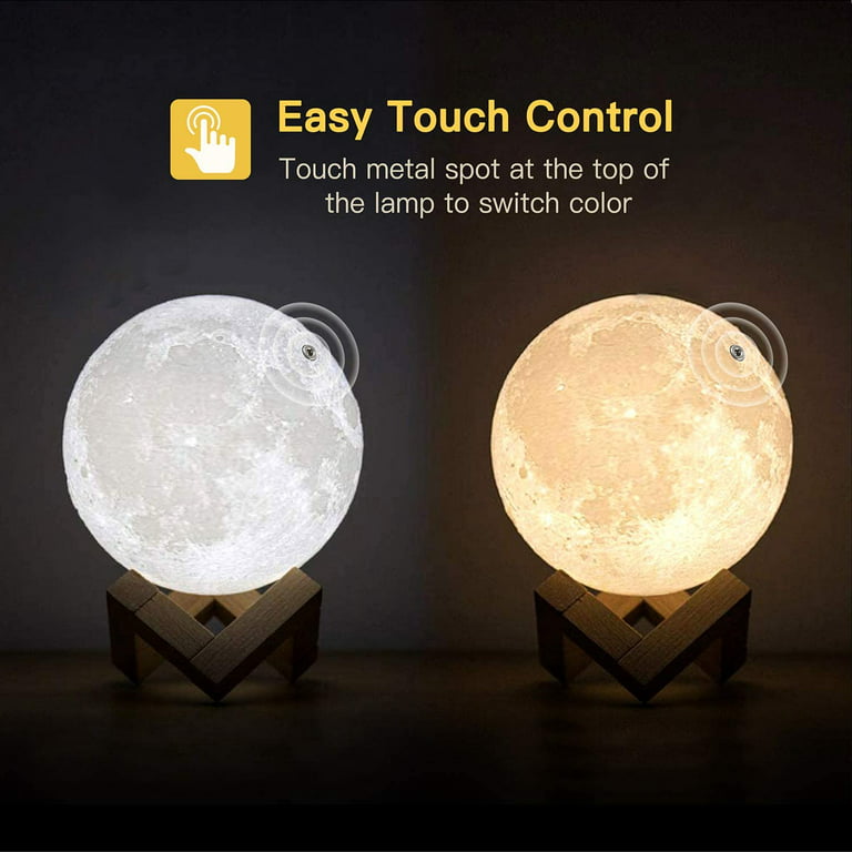 Moon Lamp, 16 Colors 3D Printing LED Night Light Moon Light with Stand & Remote  Control, Dimmable & Time Setting, USB Rechargeable for Kid Lover Birthday  Day Gift (4.8in) 