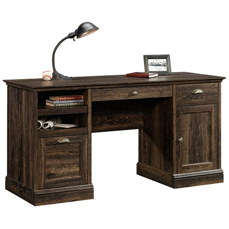 Sauder Barrister Lane Executive Desk Iron Oak Finish