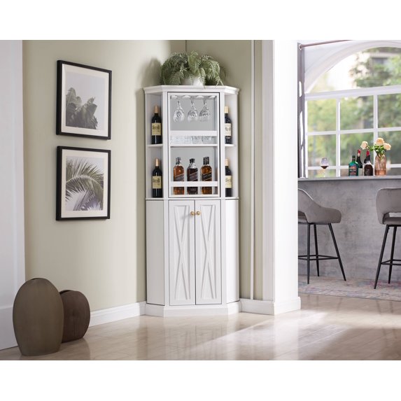 Gramercy Way Jill Zarin Home Corner Bar Cabinet White