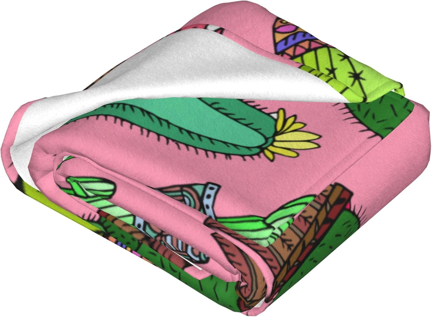 Cactus Blanket for Adults Pink Cute Succulents Blossom Floral Throw Blankets Gifts Women Girls Retro Lightweight Soft Fleece Cozy for Sofa Couch Bed Room Travel Party Decor 60x80in