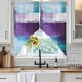 thumbnail image 3 of Turquoise Purple Kitchen Window Curtains, Swag Curtains Valance for Bedroom Living Room Bathroom, Geometric Abstract Modern Oil Painting Rod Pocket Window Curtain Block Drapes 2 Panels 36"x45", 3 of 7