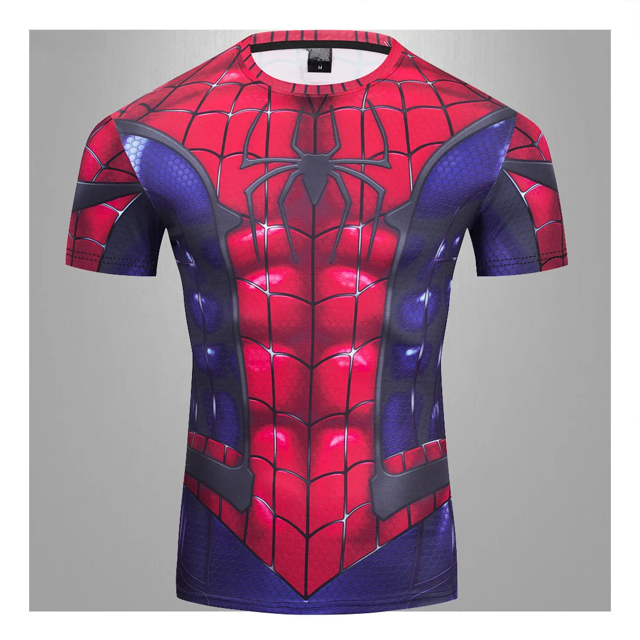 Body deportivo de secado rápido con estampado digital 3D de Spiderman para hombre, camiseta de manga larga para fitness, 2022