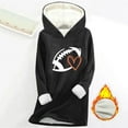 thumbnail image 3 of Women Warm Sherpa Lined Hoodies Cute Fleece Crewneck Sweatshirt Long Sleeve Warm Pullover Loungewear Cold Weather, S Black, 3 of 3
