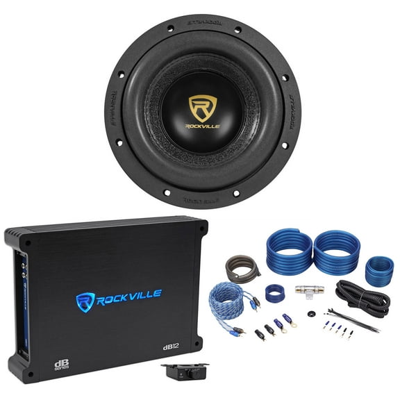 Rockville W8K9D4 8" Inch 2000w Car Audio Subwoofer   Mono Amplifier   Amp Kit