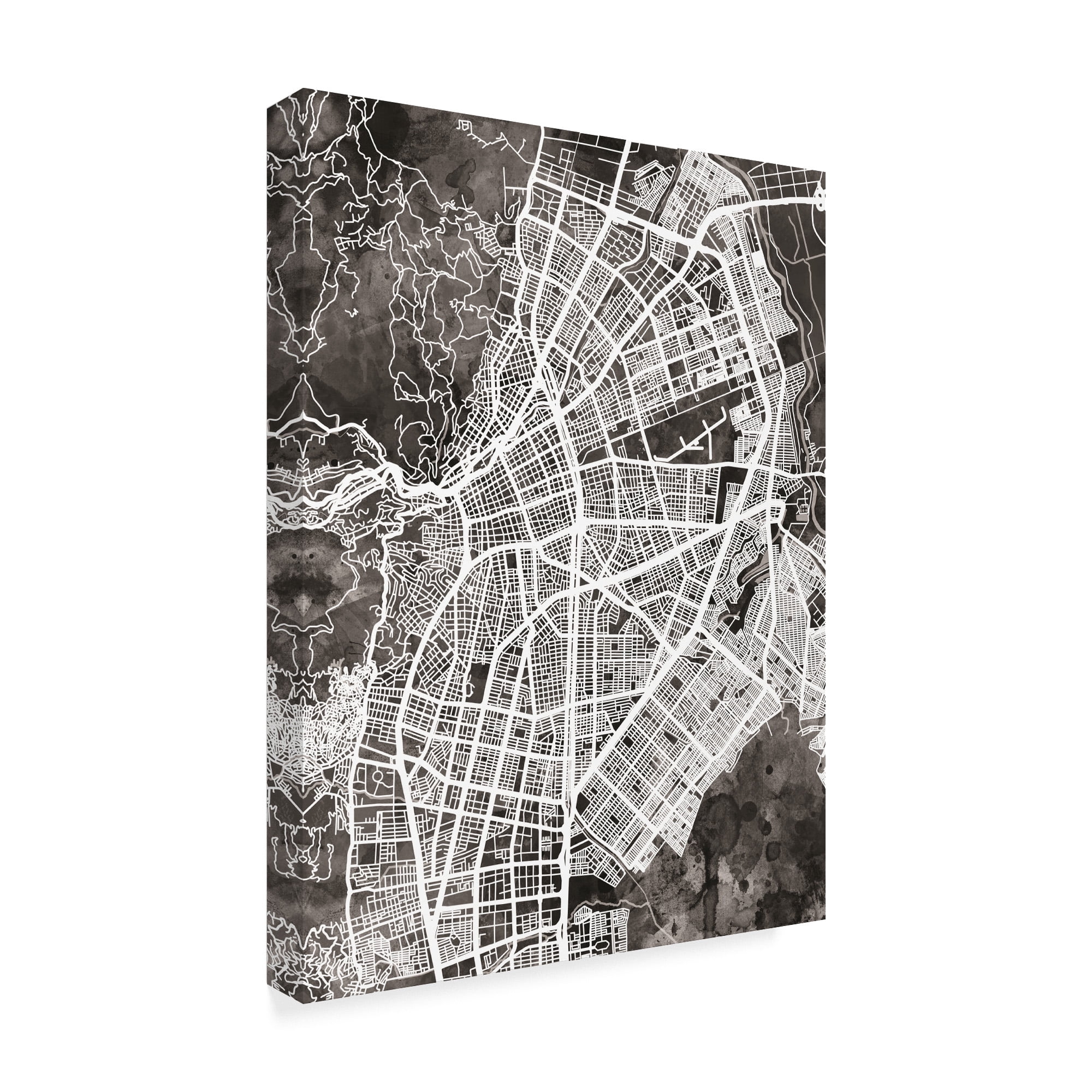Trademark Fine Art 'Cali Colombia City Map Black' Canvas Art by Michael Tompsett