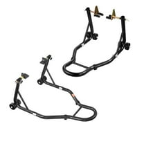 Motorcycle Stand Lift, 1100 lbs. Capacity Front Rear Combo Stand Lift, Front Wheel Dual-Fork Stand, Black