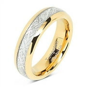 6mm Mens & Womens Tungsten Carbide Ring Meteorite Inlay Wedding Band Size 4-13 (Tungsten, 4)