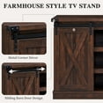 thumbnail image 3 of EDYO LIVING Farmhouse Barn Door TV Stand for TVs Up to 65", Entertainment Center with Storage Cabinet, Media Console for Living Room, Dark Brown, 3 of 6