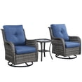 thumbnail image 2 of Unnifurnzi Outdoor Swivel Rocker Patio Chairs-Outdoor Swivel Rocking Chairs with Side Table 3 Pieces PE Wicker Patio Furniture Set for Porch Deck Balcony Garden-Gray/Blue, 2 of 7