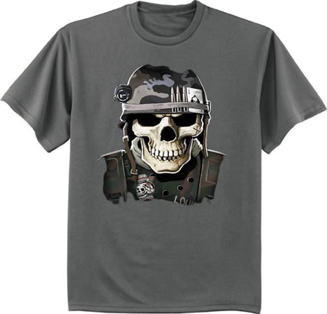 Army skull decal t-shirt Big and Tall 