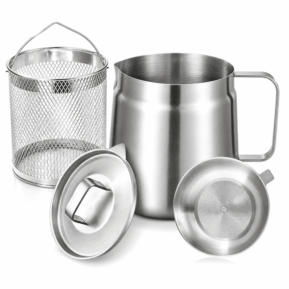 TUOBOS 68 oz Mini Deep Fryer Pot with Frying Basket, Fine Mesh Strainer and Lid