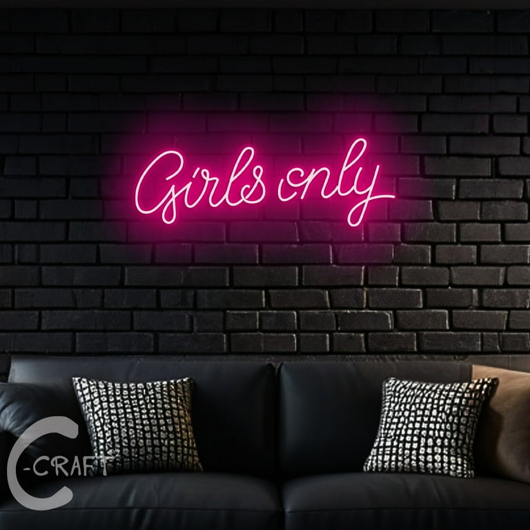 C-CRAFT Girls Only Neon Sign LED Light 18 inch for Women's Day