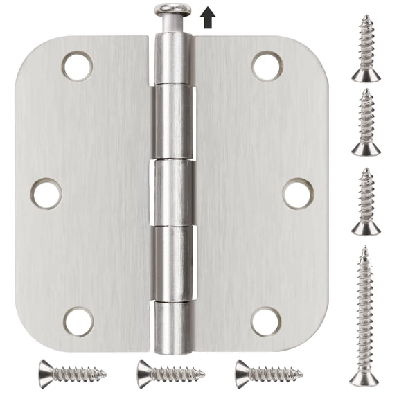 18 Pack Nickel Door Hinges Brushed Nickel 3 1/2 Interior Door Hinges Satin Nickel 3.5 Inch with 5/8” Radius Corners 3 ½"x 3 ½" Silver Hardware Controls