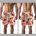 thumbnail image 3 of luoweisi Men's Beach Shorts Quick Dry Swim Trunks with Mesh Lining Rose and Leopard XL, 3 of 5