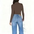 thumbnail image 5 of Women's Mock Turtle Neck Tops Slim Fitted Tops Lightweight Pullover Tees Shirts for Women Tight Tops Basic Tee T-Shirts Active Layer Shirts Turtleneck Shirt Soft Base Layer Winter UndershirtBrown, 5 of 6