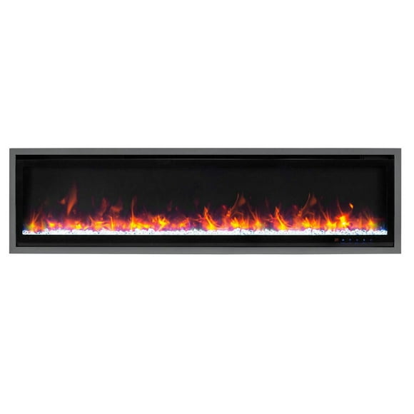 Commercial Series Kennedy II Smart Electric Fireplace, 60IN, Grey Frame