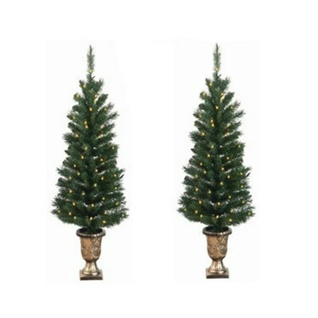 pack of 2 pre lit potted porch pine artifical christmas pack of 2 pre lit potted porch pine artifical christmas