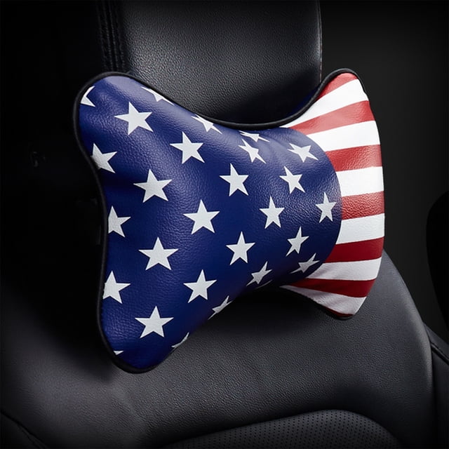 Tema del Día de la Independencia para el reposacabezas del coche, almohada de cuello de cuero personalizada, cojín del asiento, accesorios para el interior del coche, almohada de cuello para silla de