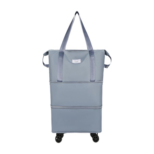 Bolsa de viaje plegable expandible con ruedas, práctica bolsa de viaje para hombres y mujeres Azul Doble Expansión