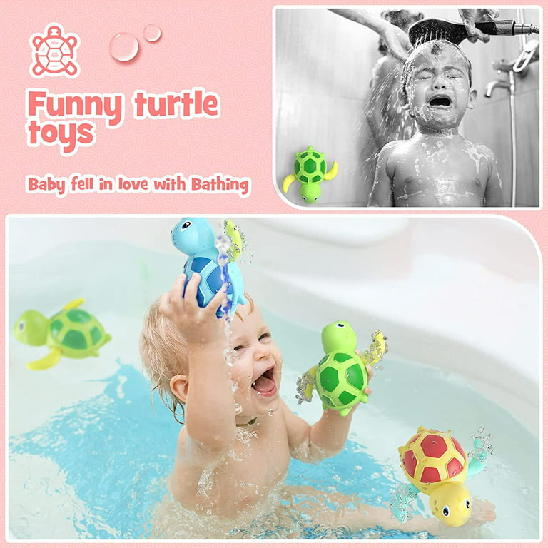 2PCS Suction Cup Spinner Toys with Swim Turtle Water Bath Toys for Toddlers  1-3 Year