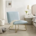 thumbnail image 2 of Linon Kinard Pillow Accent Chair with Gold Metal Legs, Light Blue Velvet, 2 of 10