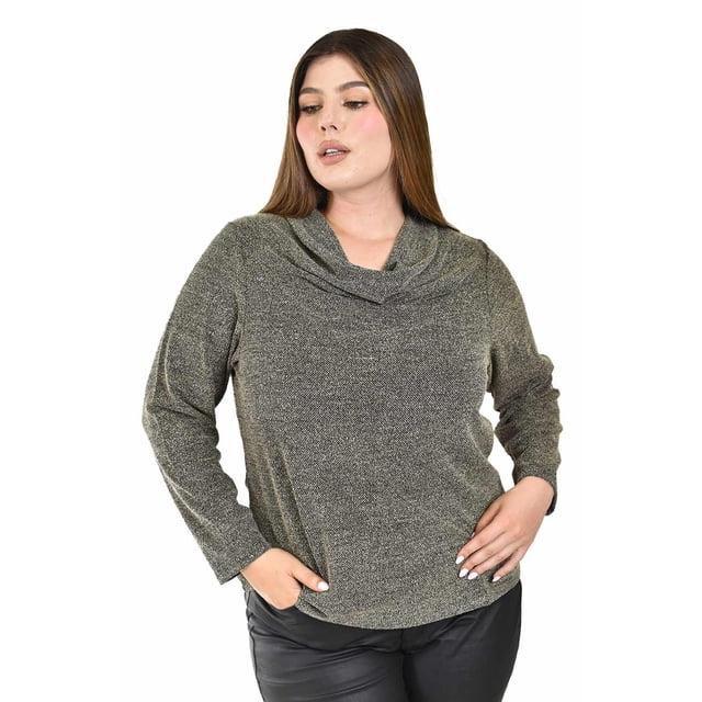 Blusa Cuello Drapeado Roman Fashion Tallas Extras 11904 Cafe Talla 38