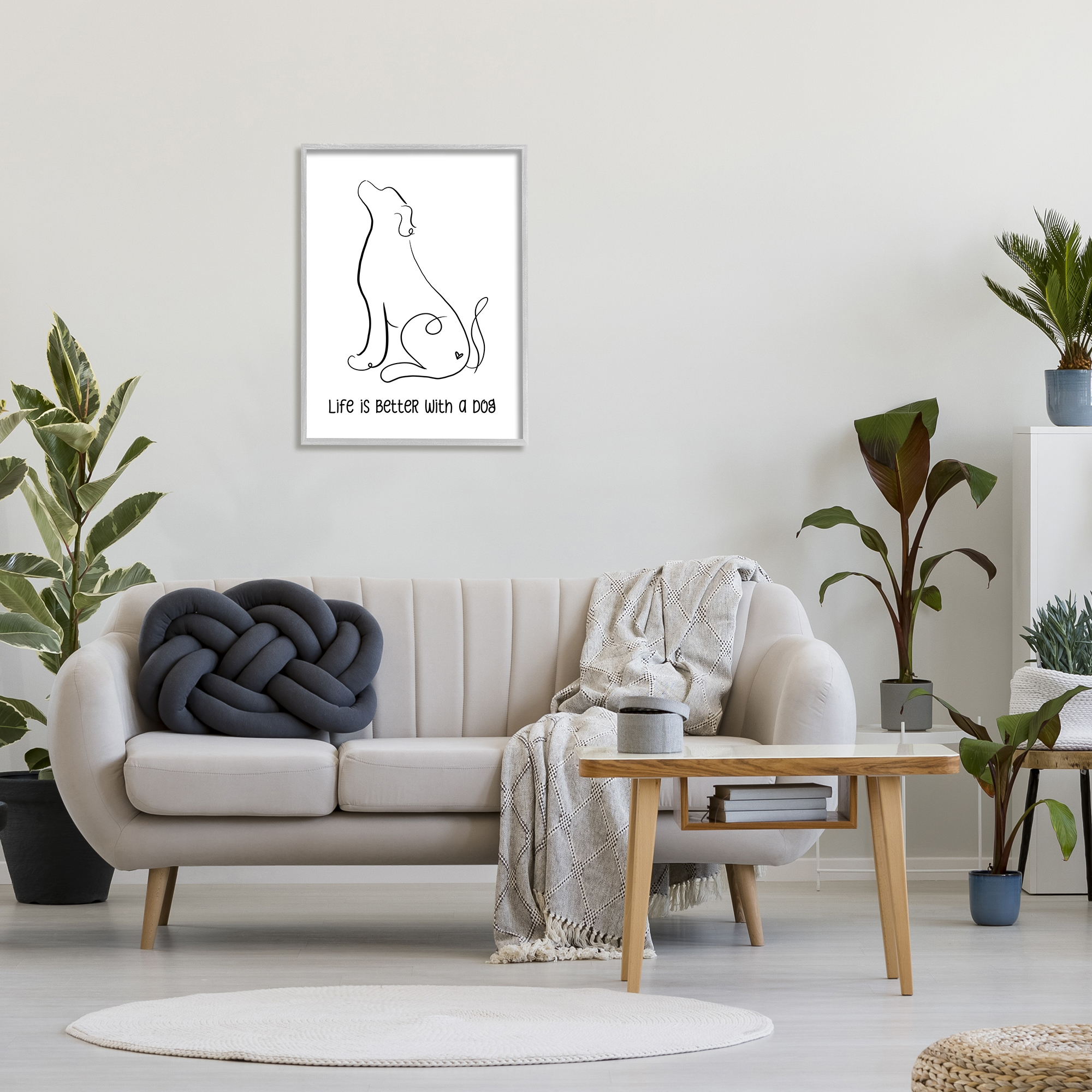 Stupell Industries Life's Better With Dog Minimal Pet Line Drawing, 24 x 30, Design by Anna Quach