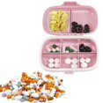 thumbnail image 3 of 1 paquete de organizador de pastillas diario, 8 compartimentos, estuche de viaje para pastillas para monedero de bolsillo, contenedor portátil para medicamentos y vitaminas, color rosa, 3 of 5