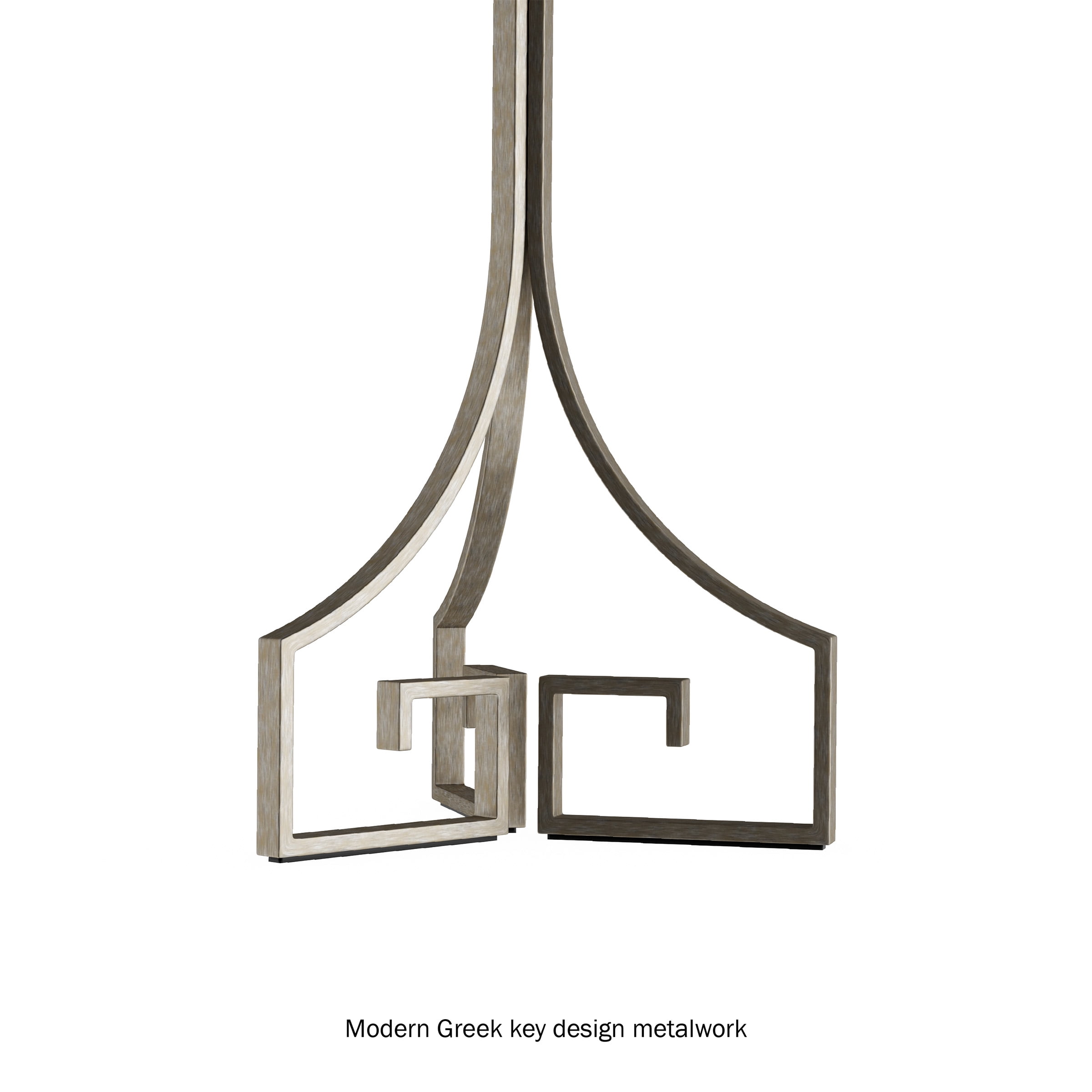 Lavish Home - Greek Key Table and Floor Lamps -Set of 3 Modern Lights with Led Bulbs - Silver