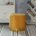 thumbnail image 2 of Tabouret Ottoman Rond en Velours Standard avec Base Dorée, Moutarde, 2 of 7