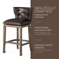 thumbnail image 4 of Maven Lane Hugo Bar Stool in Walnut Finish with Marksman Vegan Leather, Set of 3, 4 of 7