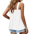 thumbnail image 4 of EHQJNJ Spaghetti Strap Tank Tops for Women Crop Women's Solid Color Suspender Vest Square Neck Loose Sleeveless Top Cute Summer White Tank Top Woman Non See Through, 4 of 8