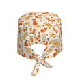 thumbnail image 2 of Kdxio Flower Fox Pattern Turban Hat for Women Men Comfortable Adjustable Cleaning Working Cap with Sweatband, 2 of 8