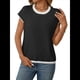 thumbnail image 2 of Camisetas de Mujer Elegantes, Informales, de Corta, con Bloques de Color, A Rayas y Cuello Redondo, Color Negro, Talla XL, 2 of 9