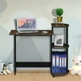thumbnail image 2 of Pemberly Row Wood Compact Computer Desk with Shelves in Columbia Walnut/Black, 2 of 6