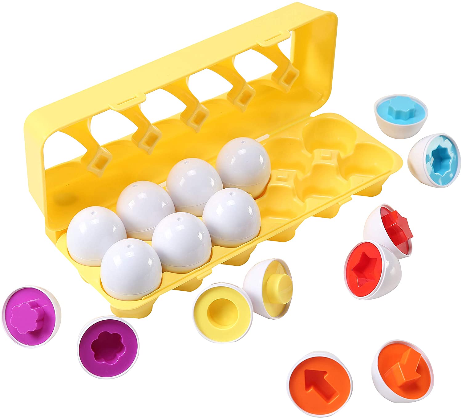MKING Fun Egg Matching Toy (Total 12 Eggs) Toddler STEM Easter Eggs