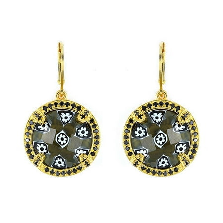 Plutus Partners Exquisite Faceted Round Murano Glass and Microsetting Cubic Zirconia Drop Earrings